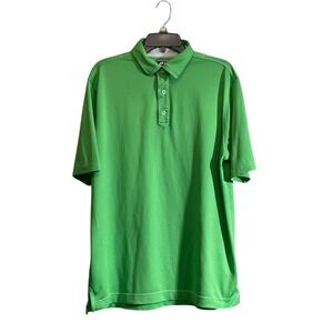 Footjoy Polo Shirt Mens Large Lime Green Athletic Fit Short Sleeve Golf Poly